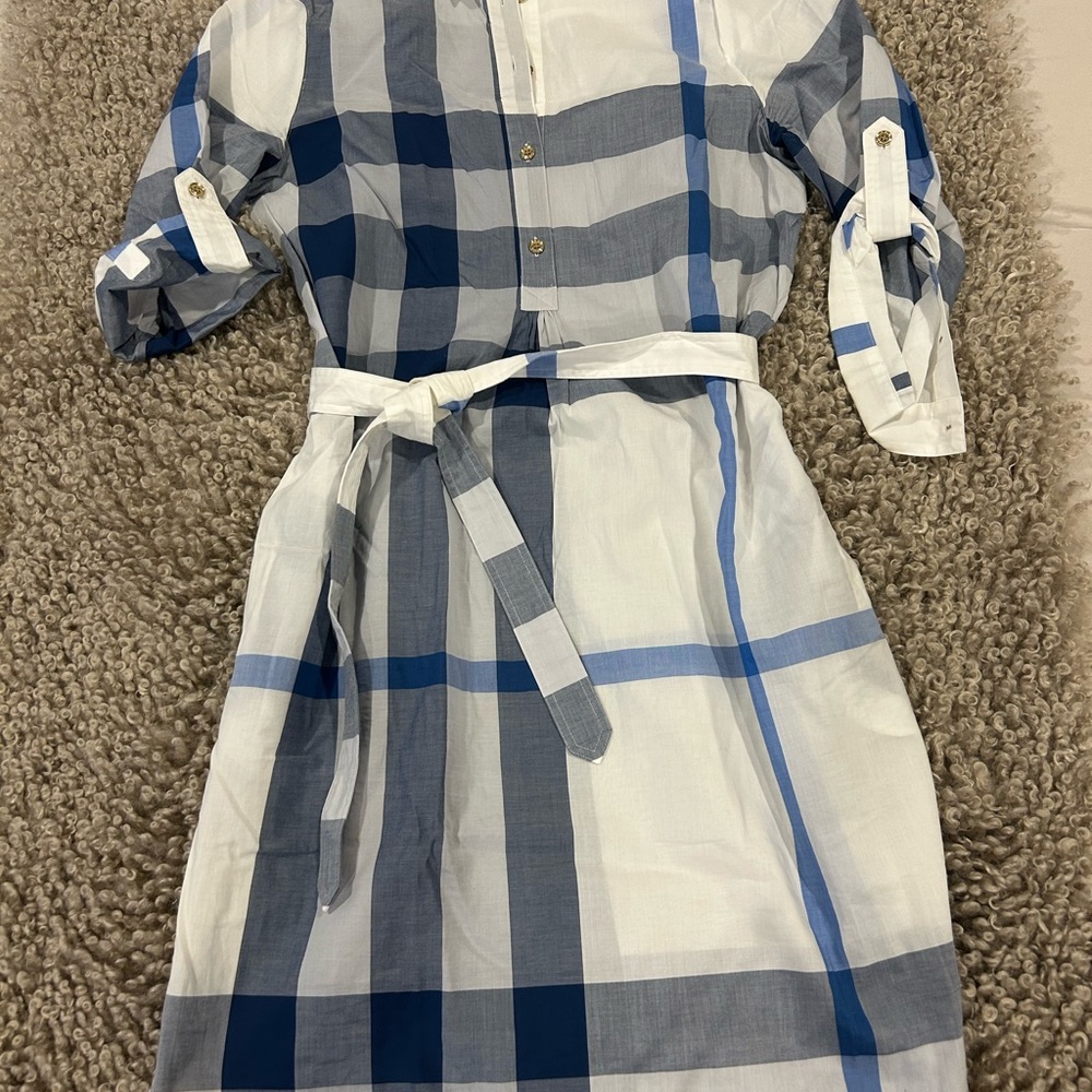 Burberry Brit Blue Plaid shirt dress with pockets